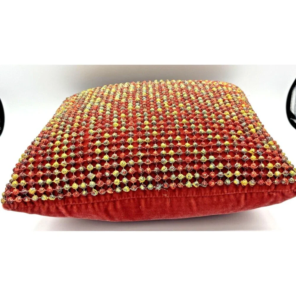 Dransfield &‎ Ross New York French Knot Pillow Silk Velvet Boutique Autumn Spice